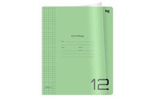 Тетрадь 12л "Однотонный.Зеленый" клетка пластик.обл Т5ск12_пл 08899 379113 BG