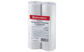 Лента чековая кассовая 80*60*12мм (60м) термо 55г/м2 BRAUBERG 110892