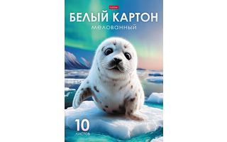 Картон белый А4 10л мелованный 10Кб4_36015 "Снежный малыш" Hatber