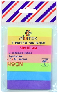 Набор стикеров "deVente.Attomex" неон  (50*10мм 7*40листов) 2011200