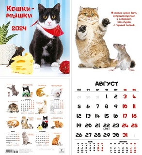 Календарь на скрепке  12л "Кошки-мышки" 24*24см 31099 СПб