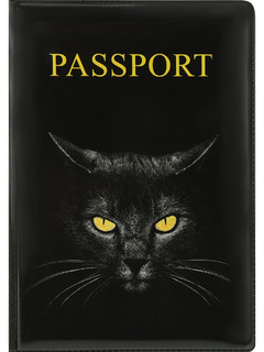 Обложка для паспорта "Черная кошка" ПВХ ОП-1296