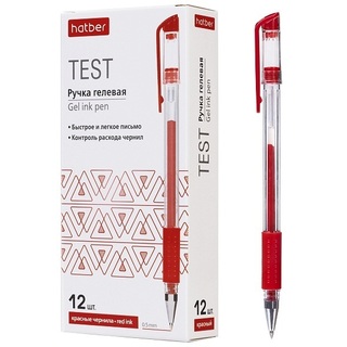 Ручка гель "Hatber.Test" красная 0,5мм грип GP_083470